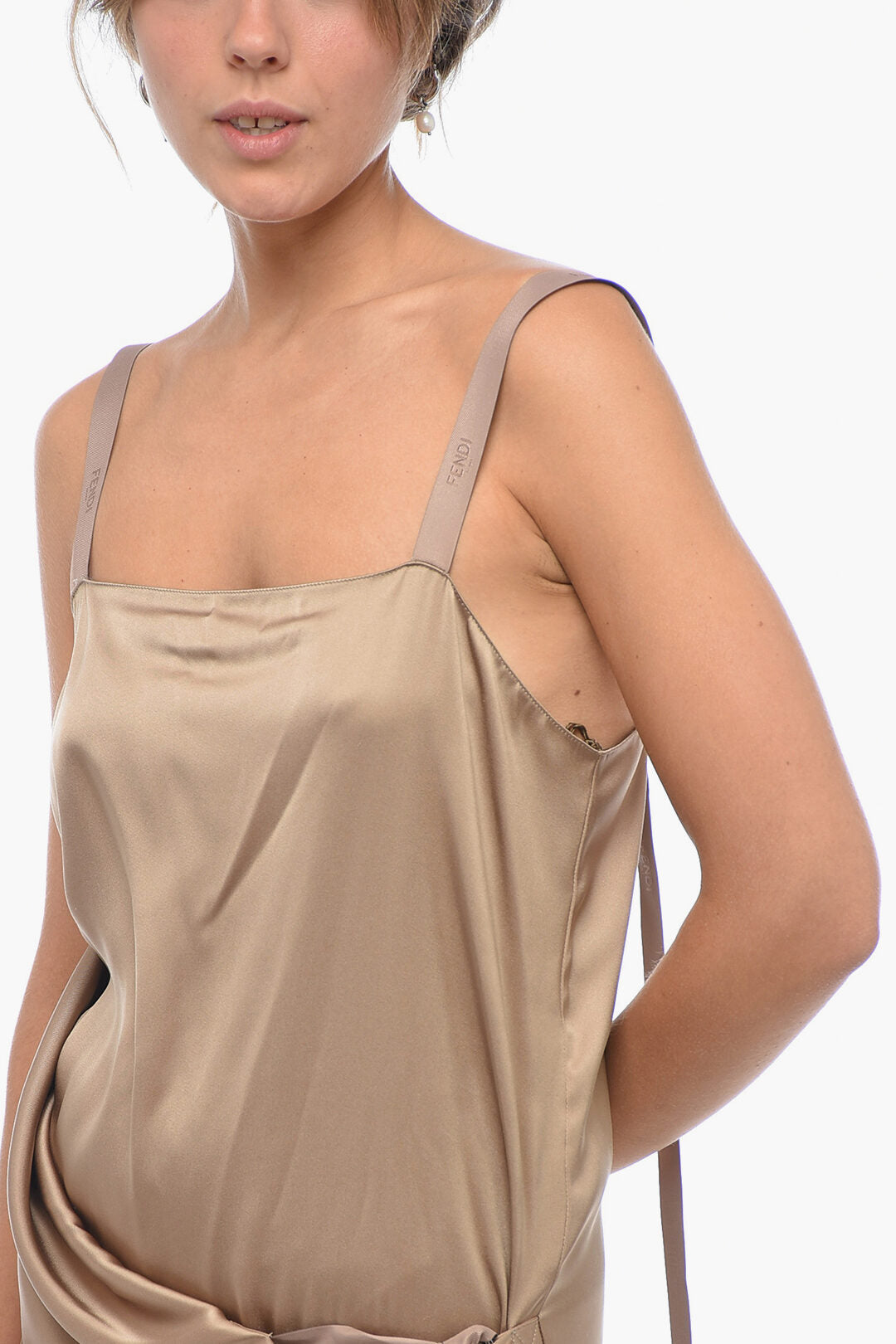 Fendi Silk Satin FLUID Slip Dress with Tape Straps