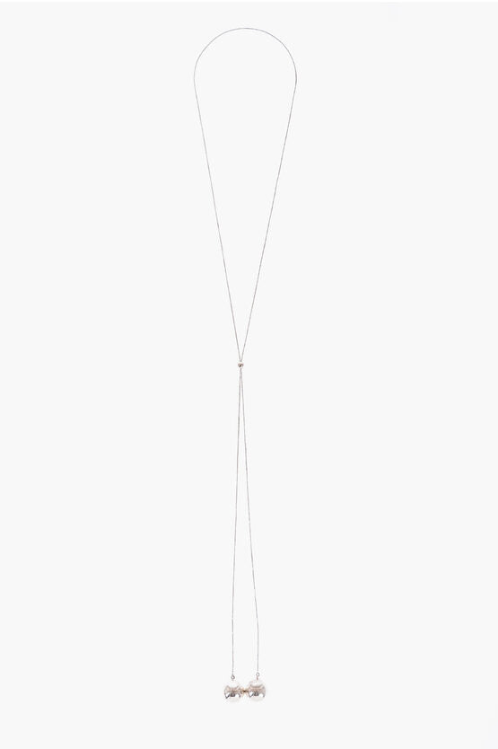 Bottega Veneta Silver Necklace With Double-Ball Pendant