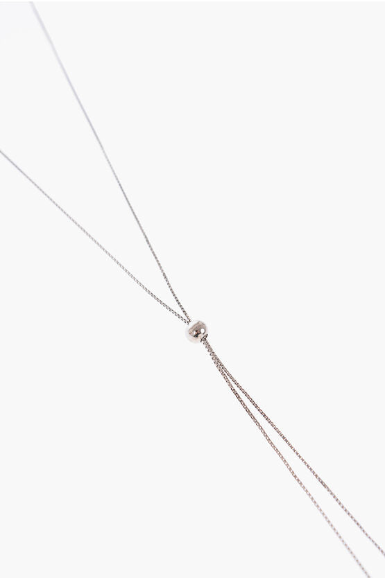 Bottega Veneta Silver Necklace With Double-Ball Pendant