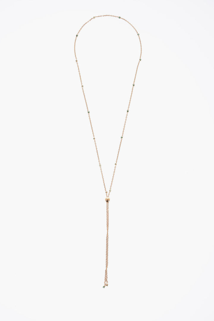 Bottega Veneta Silver Necklace with Mini Malachite Stones
