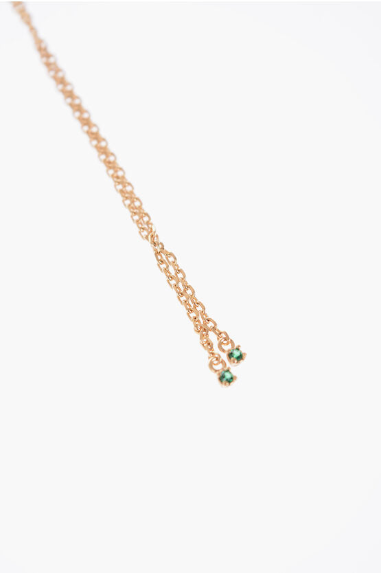 Bottega Veneta Silver Necklace with Mini Malachite Stones