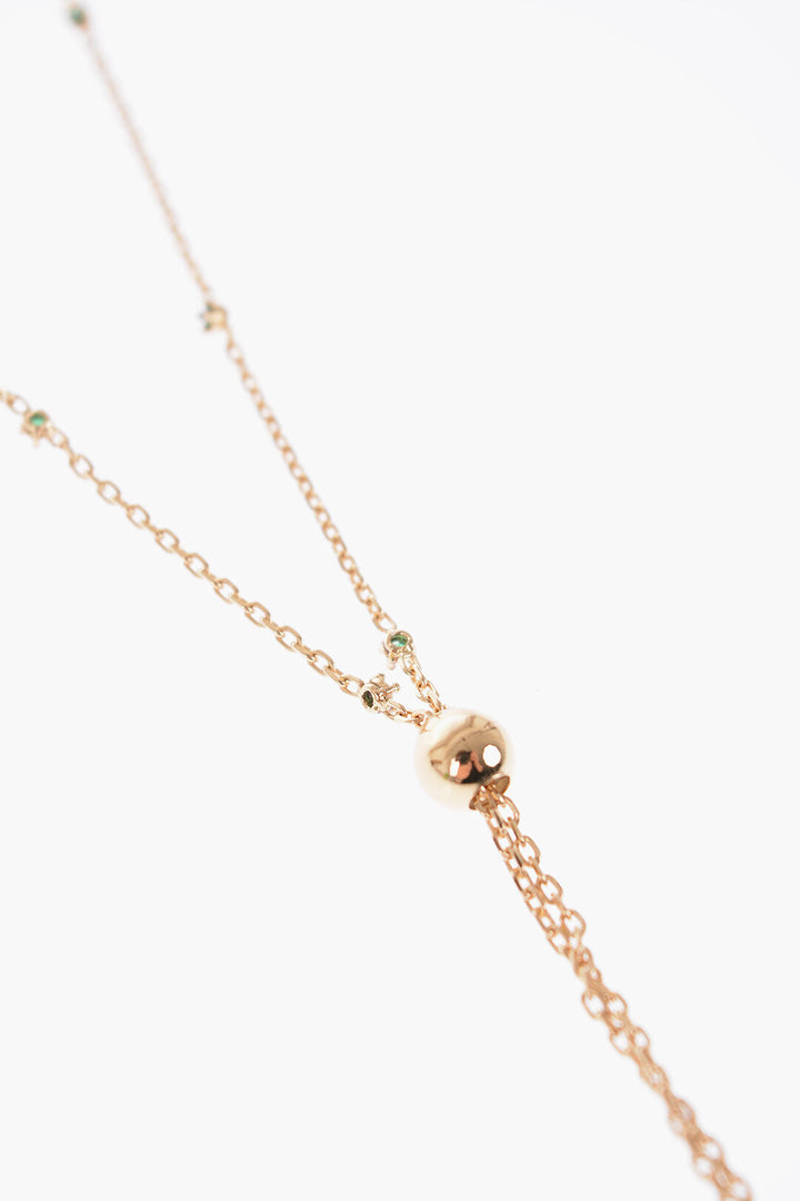 Bottega Veneta Silver Necklace with Mini Malachite Stones