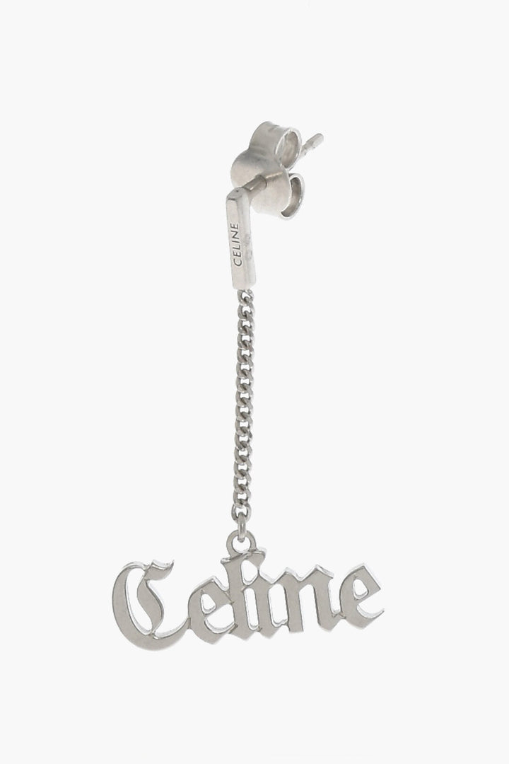 Celine Silver Single Earring with Logo