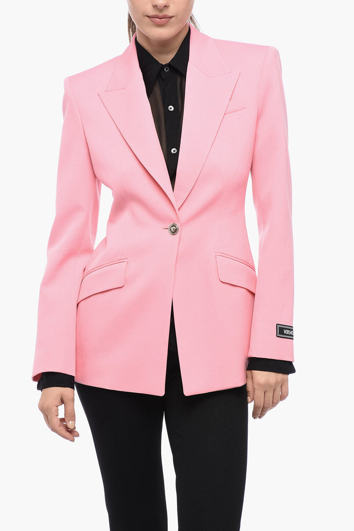 Versace Single Breasted Blazer With Jewel Button