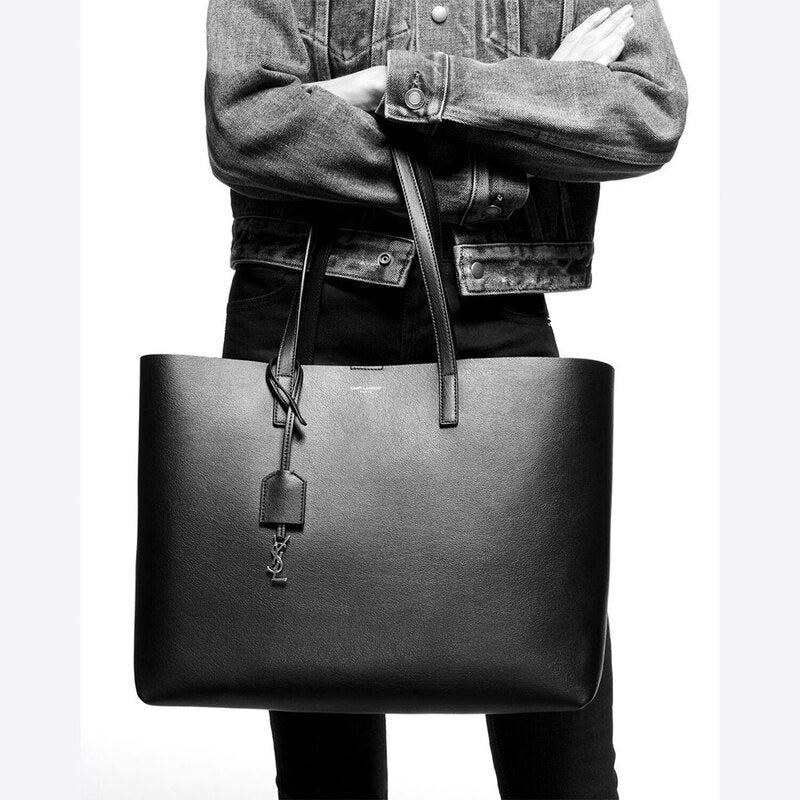 Saint Laurent Large Leather East/West Tote Bag – blue