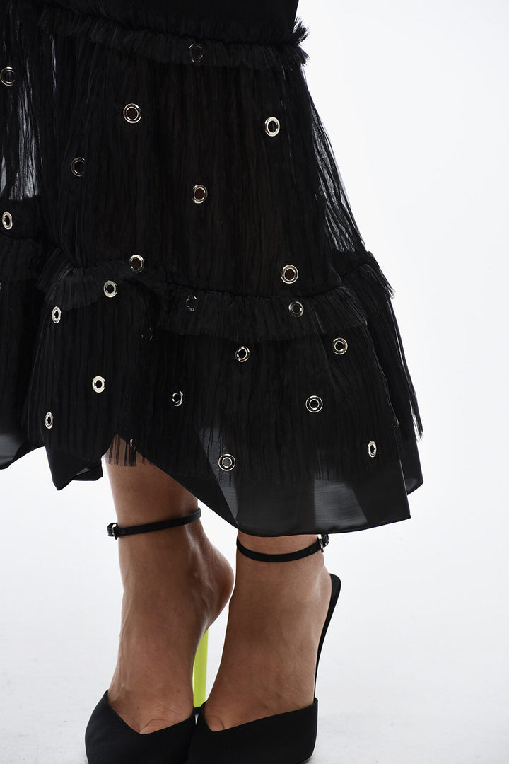 Off-White Slip Dress with Ruffled Hem