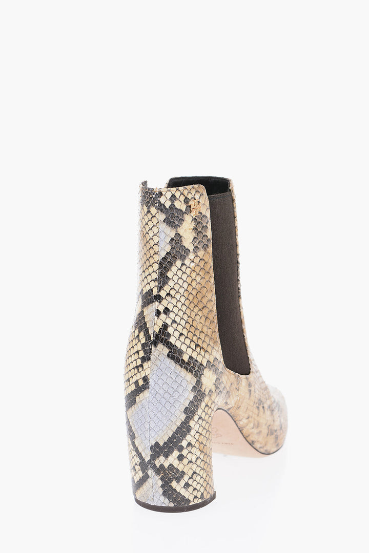 Tory Burch Snake-Leather BANANA Chelsea Ankle Boots with Heel 8cm