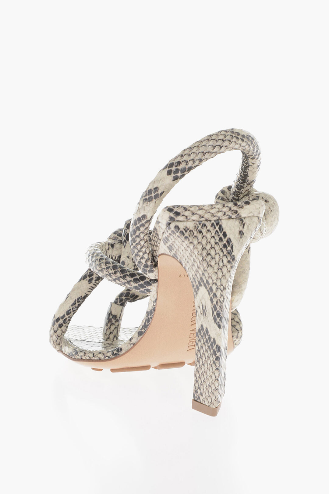 Bottega Veneta Snakeskin Printed JIMBO Leather Sandals With Knotted Details