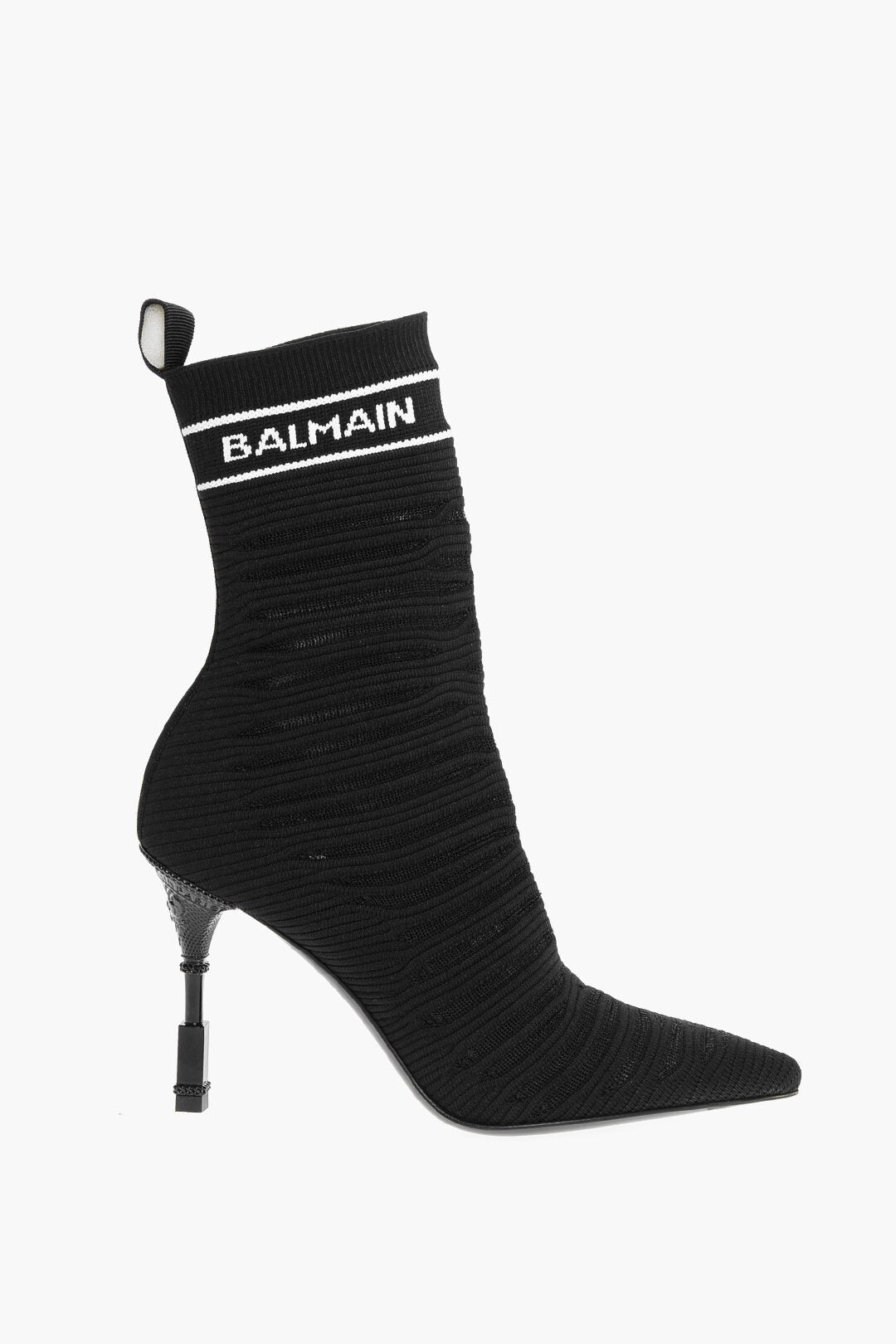 Balmain Sock Heeled Boots with Logo Print