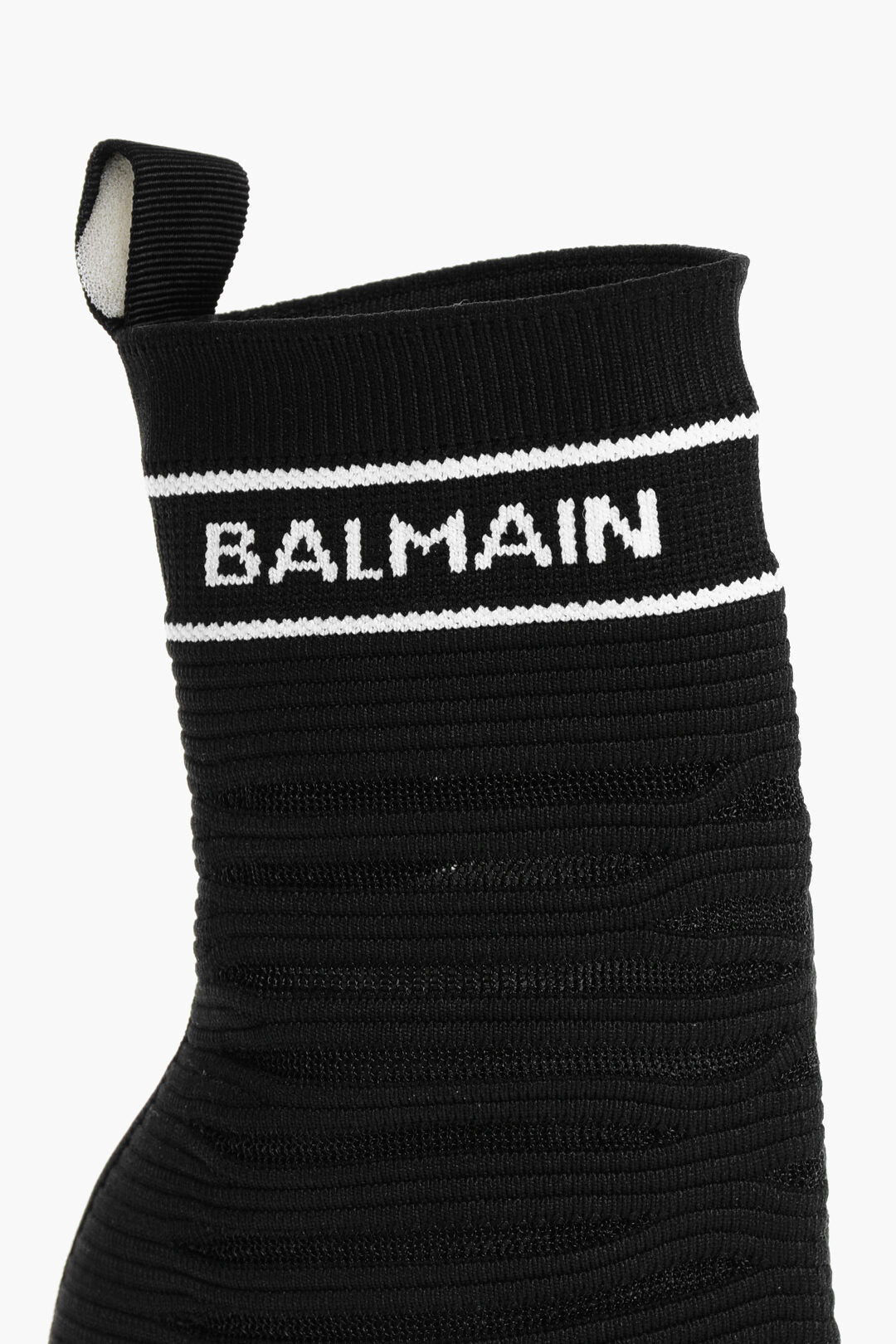 Balmain Sock Heeled Boots with Logo Print