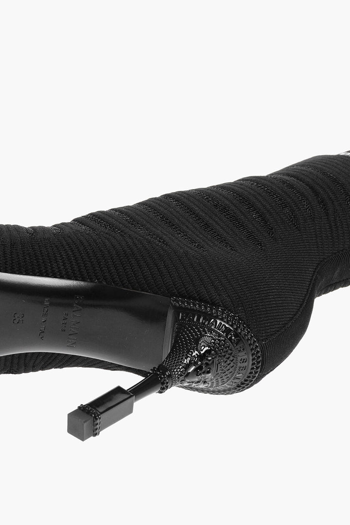 Balmain Sock Heeled Boots with Logo Print