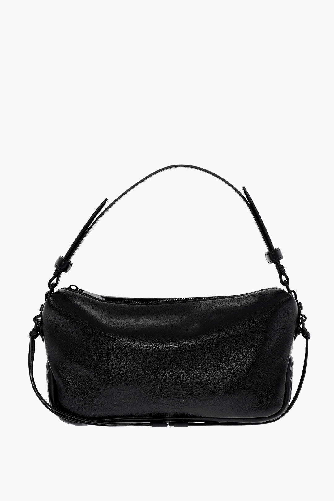 Off-White Solid Color Leather BIKER TIRE Bag with Removable Shoulder S