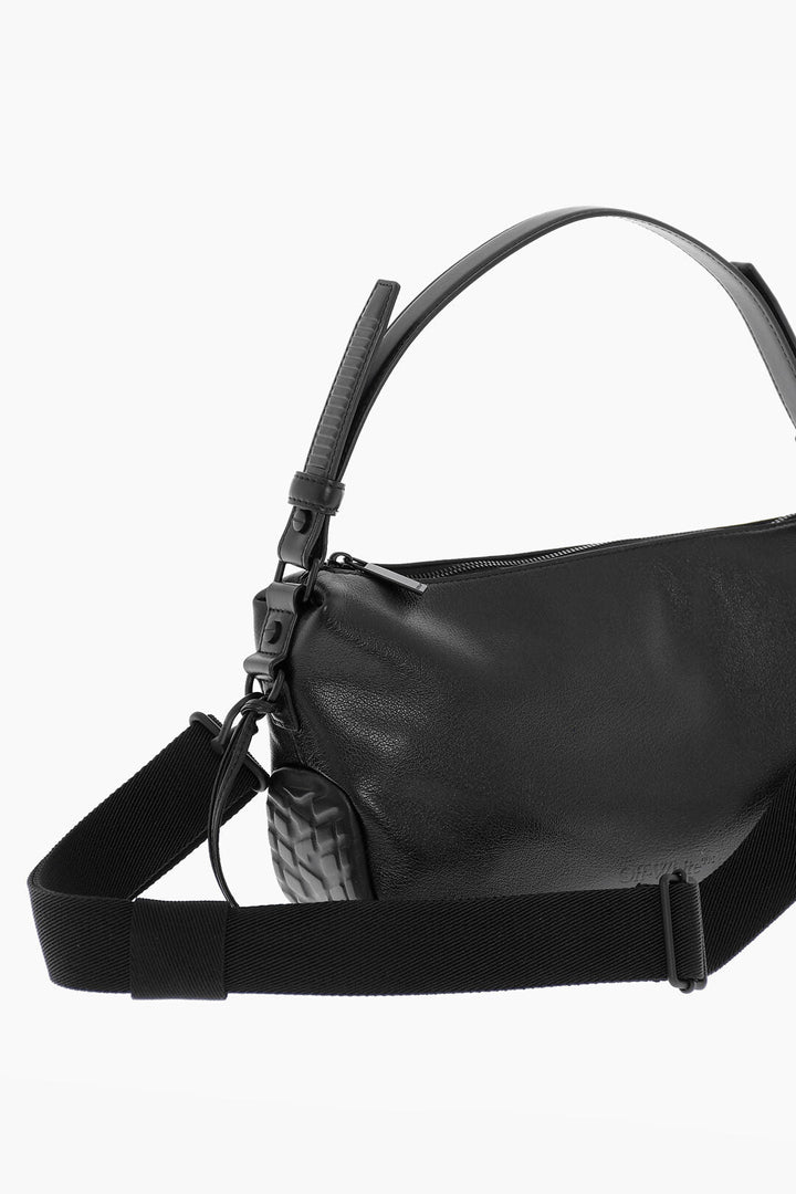 Off-White Solid Color Leather BIKER TIRE Bag with Removable Shoulder S