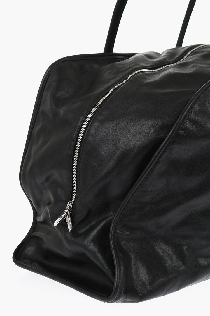Burberry Solid Color Leather SHIELD Duffle Bag