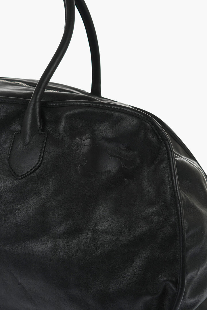Burberry Solid Color Leather SHIELD Duffle Bag