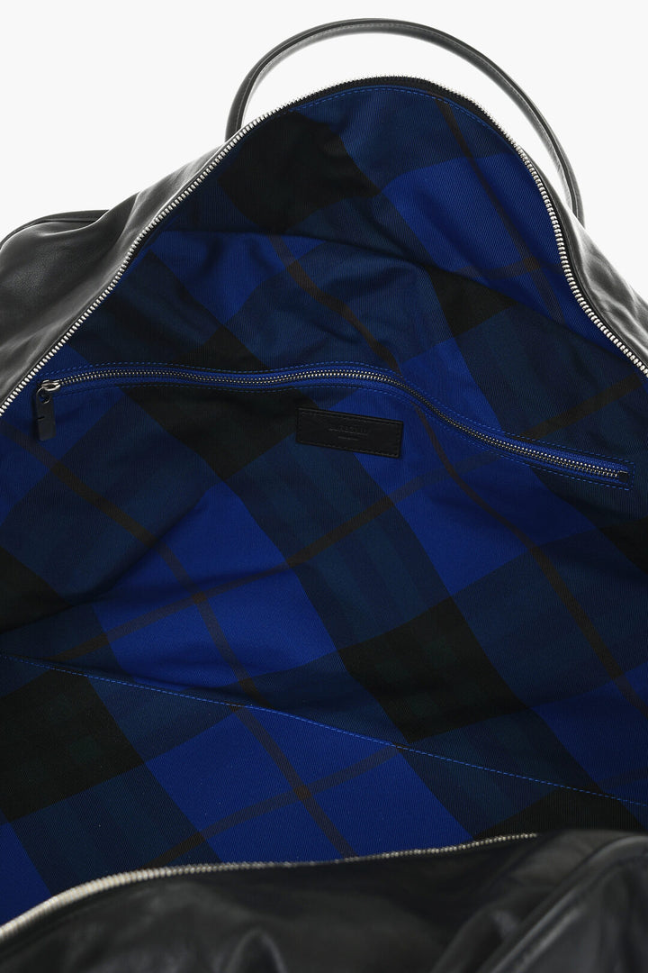 Burberry Solid Color Leather SHIELD Duffle Bag