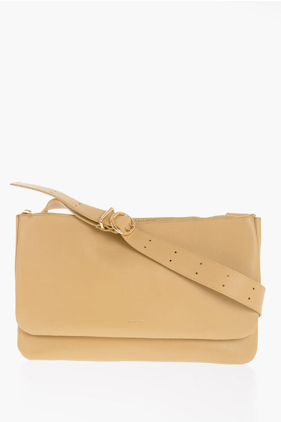 Jil Sander Solid Color Leather Shoulder Bag