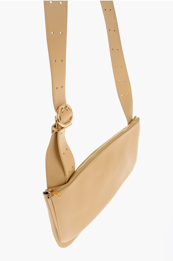 Jil Sander Solid Color Leather Shoulder Bag