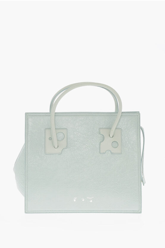 Off-White Solid Color Leather Tote Bag