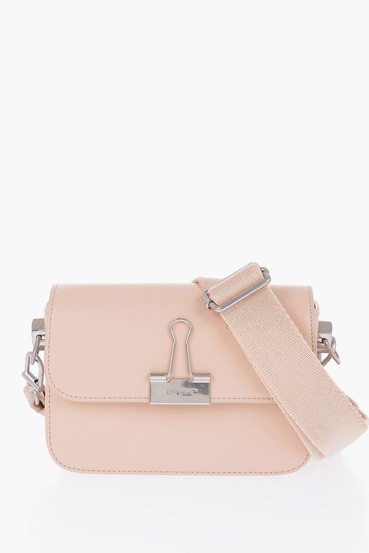 Off-White Solid Color PLAIN BINDER Leather Crossbody Bag