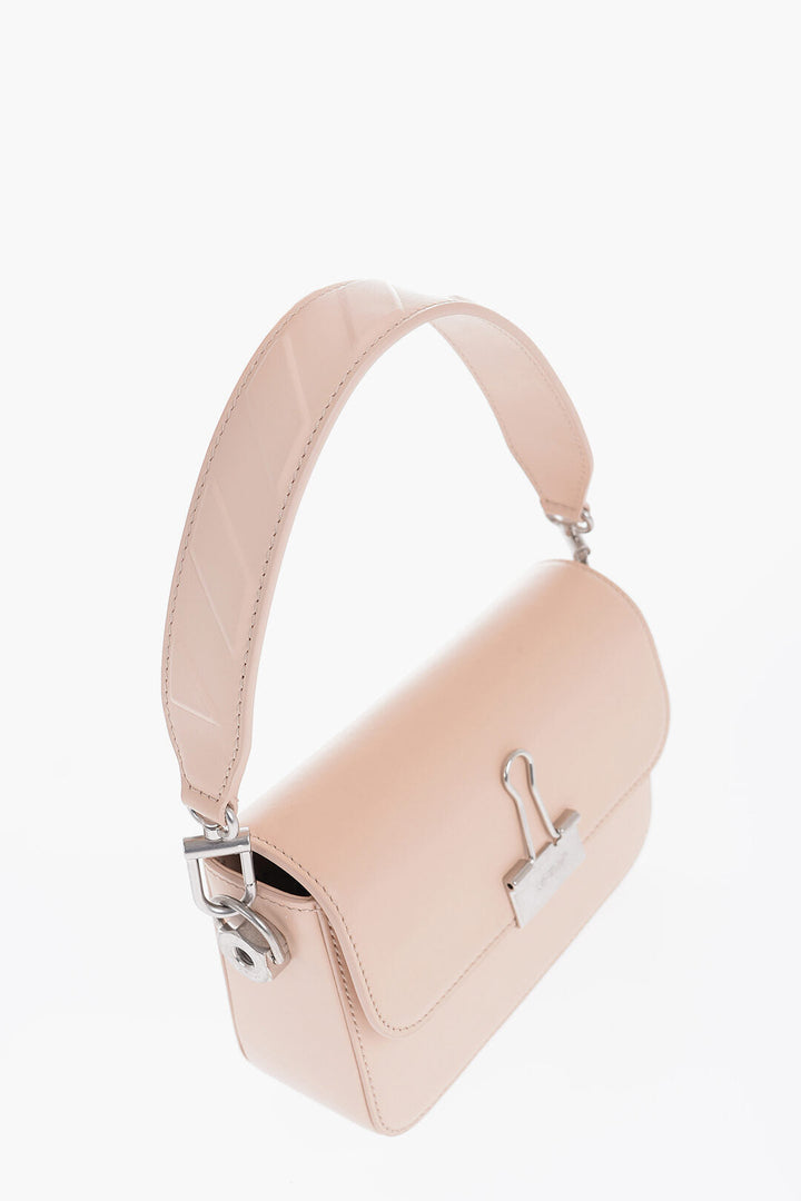 Off-White Solid Color PLAIN BINDER Leather Crossbody Bag