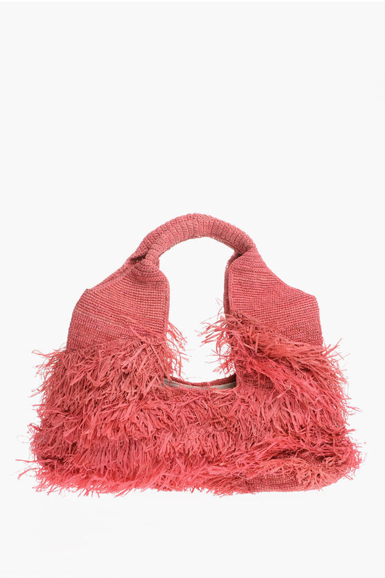 Made for a Woman Solid Color Raffia Maxi Bag