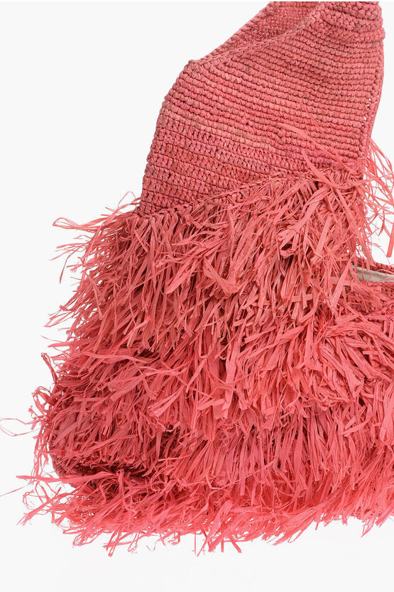 Made for a Woman Solid Color Raffia Maxi Bag