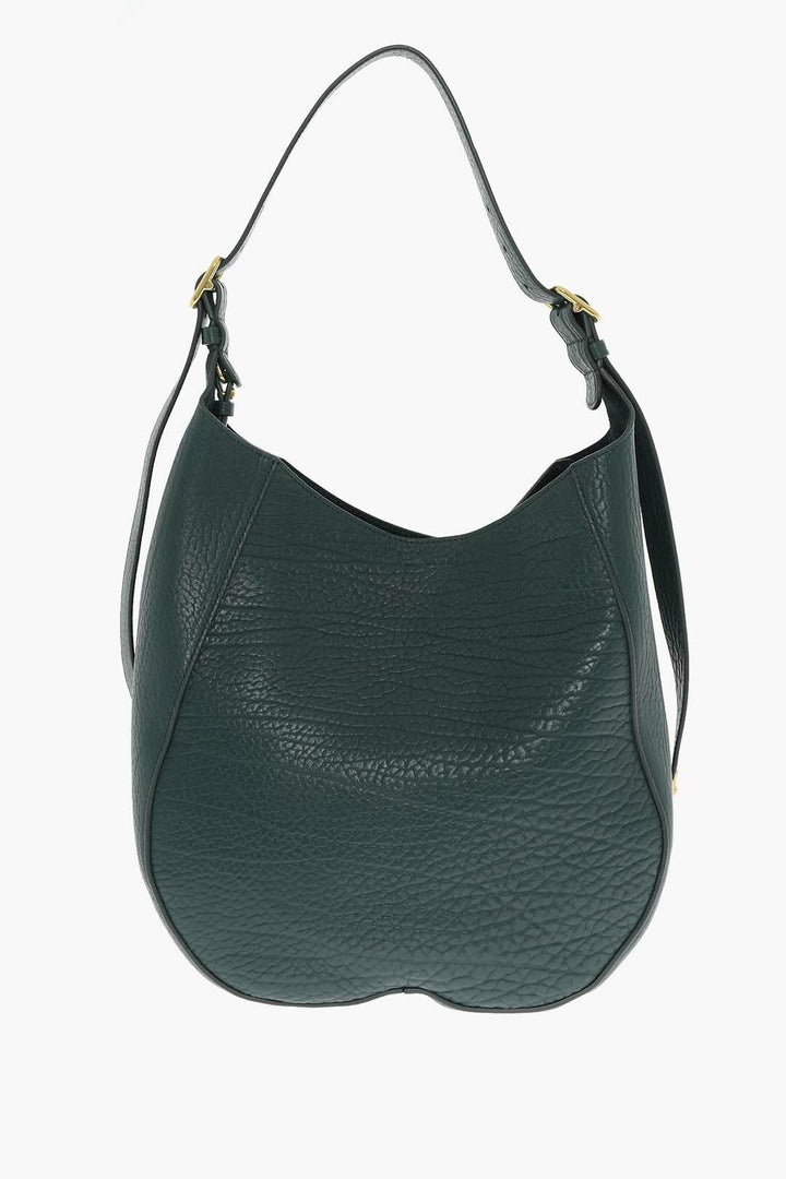 Burberry Solid Color Textured Leather Shoulder Bag