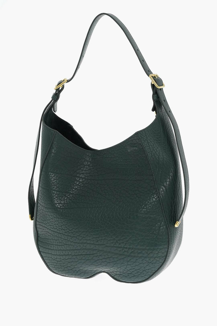 Burberry Solid Color Textured Leather Shoulder Bag