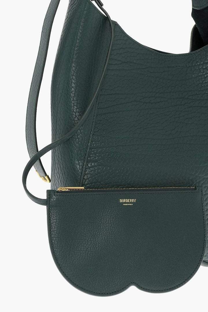 Burberry Solid Color Textured Leather Shoulder Bag