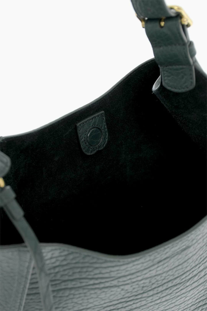 Burberry Solid Color Textured Leather Shoulder Bag