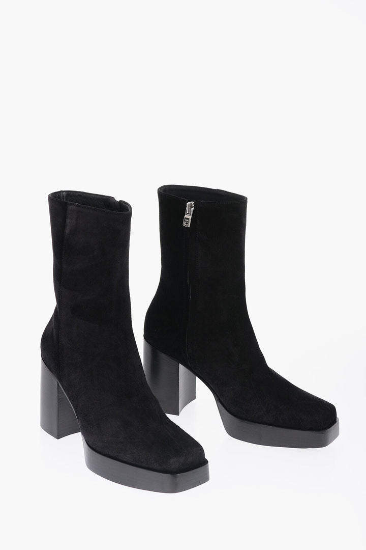 Amiri Square Toe Sueede Booties Heel 10cm