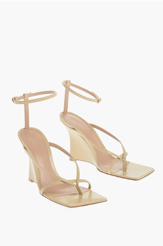 Sandalias de piel cuadradas Bottega Veneta con cuña de 10 cm