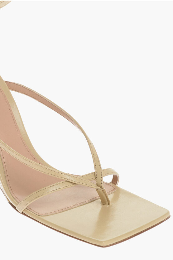 Sandalias de piel cuadradas Bottega Veneta con cuña de 10 cm