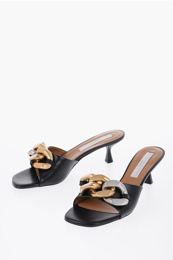 Shoes - Stella McCartney Vegan Leather Open Toe Mules With Chain Details Heel 5 - 3666015381588 - Ask Me Wear