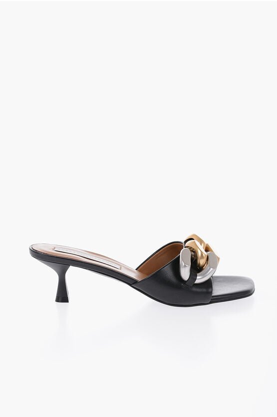 Shoes - Stella McCartney Vegan Leather Open Toe Mules With Chain Details Heel 5 - 3666015381588 - Ask Me Wear