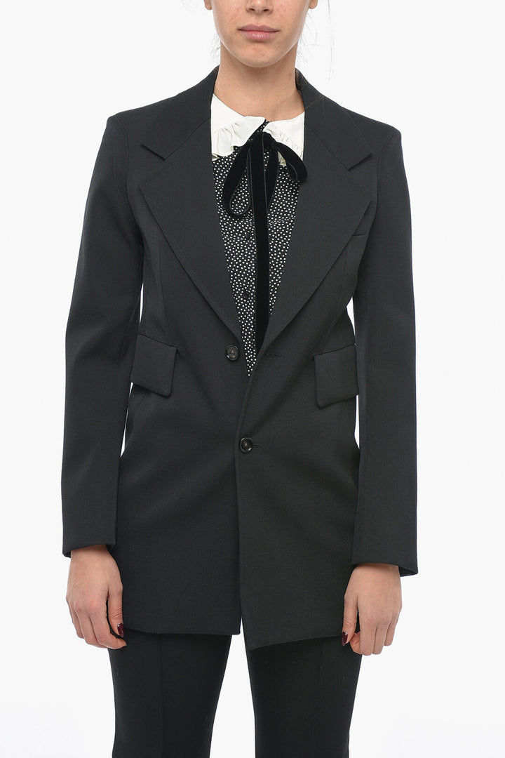 Bottega Veneta Stretch Wool Blazer with Curved Sleeves