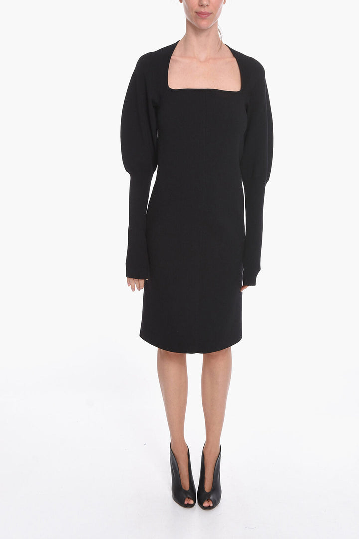 Bottega Veneta Stretch-wool Knitted Midi Dress with Cut-out Detail