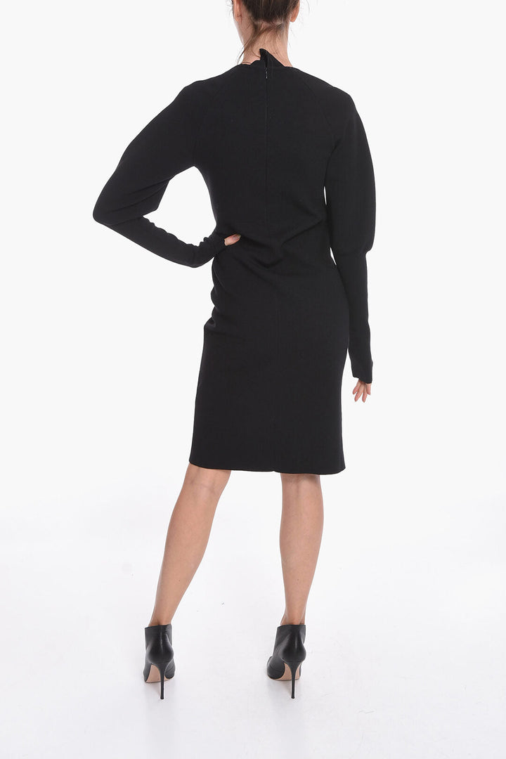 Bottega Veneta Stretch-wool Knitted Midi Dress with Cut-out Detail