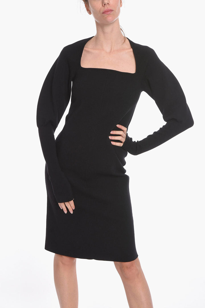 Bottega Veneta Stretch-wool Knitted Midi Dress with Cut-out Detail