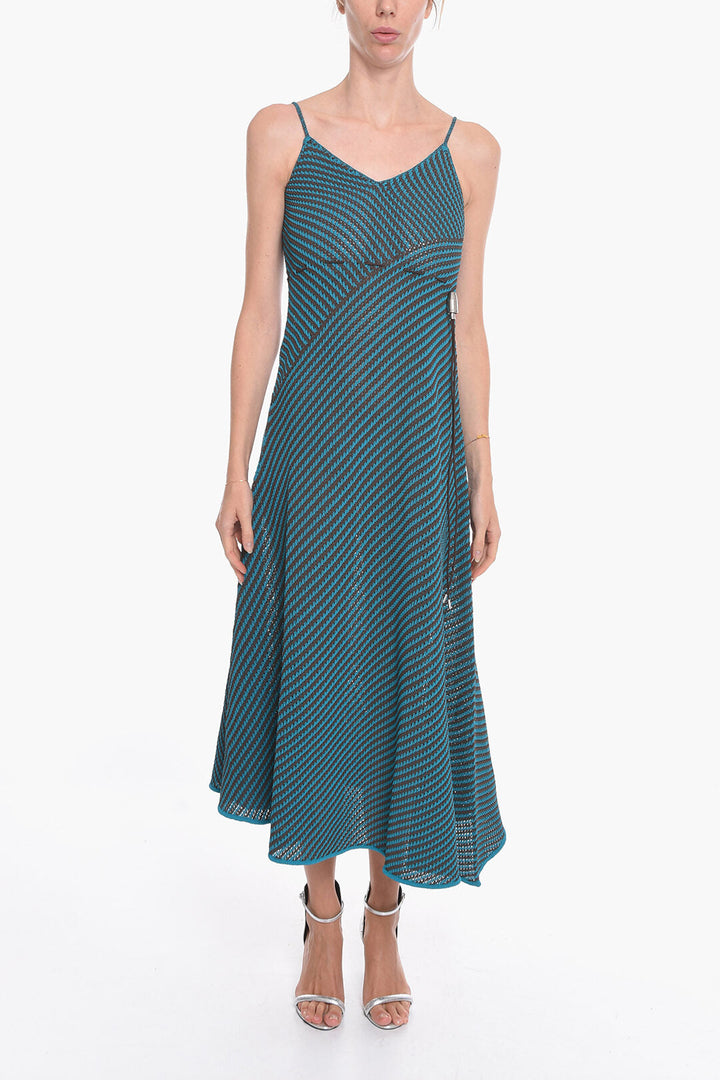 Bottega Veneta Striped Cotton Blend Maxidress with Drawstring