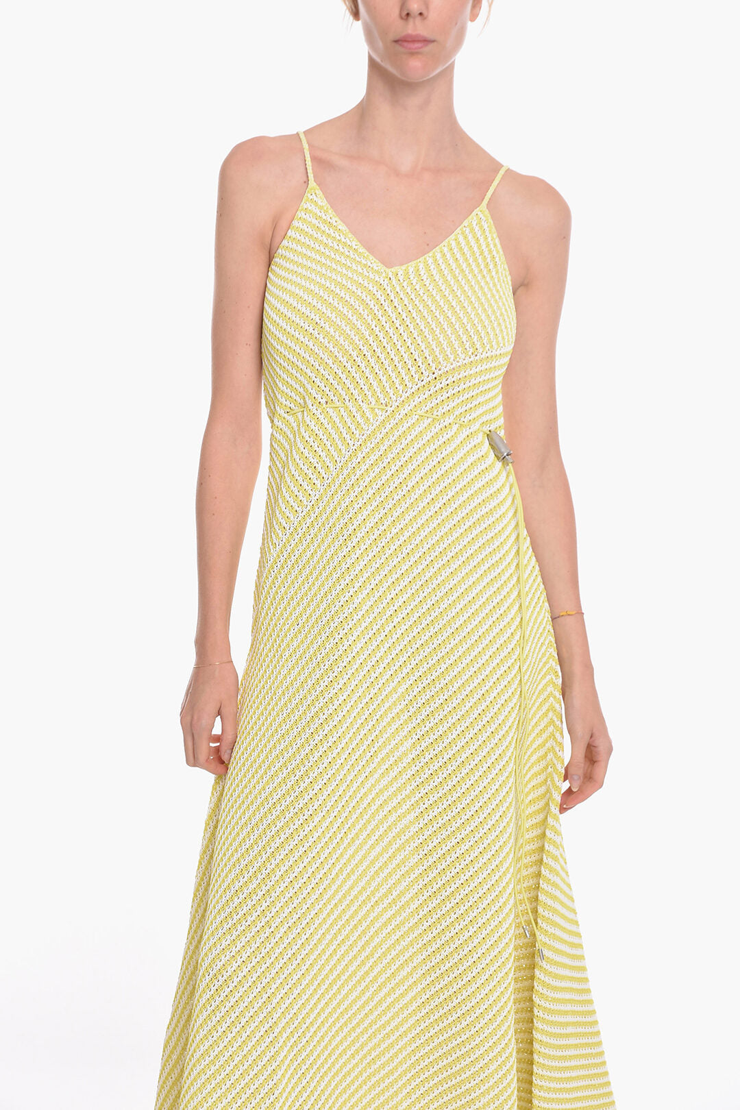 Bottega Veneta Striped Cotton Blend Maxidress with Drawstring