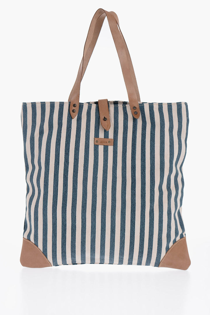 Afar Striped Cotton Tote Bag With Leather Details