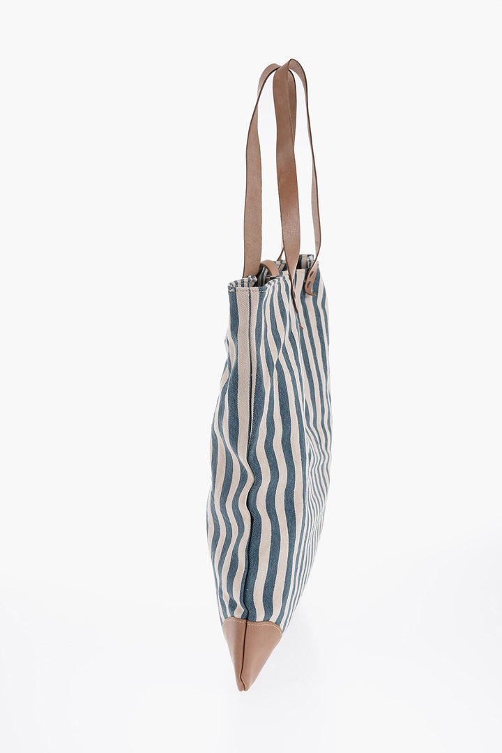 Afar Striped Cotton Tote Bag With Leather Details