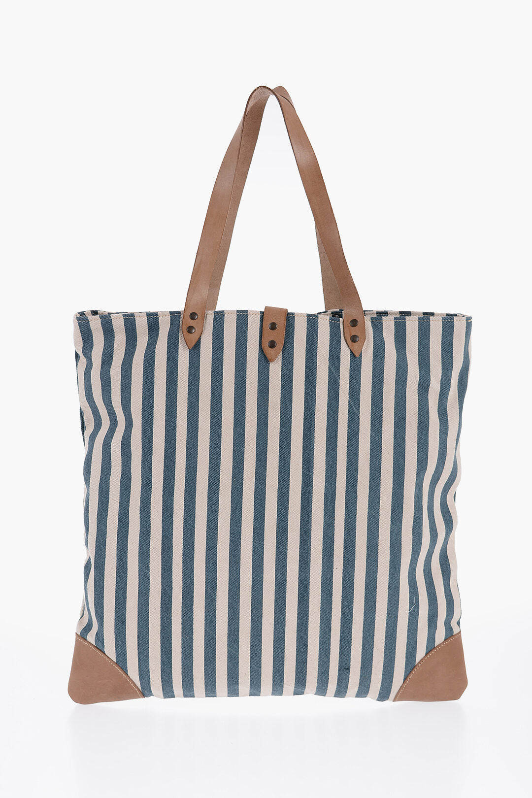 Afar Striped Cotton Tote Bag With Leather Details