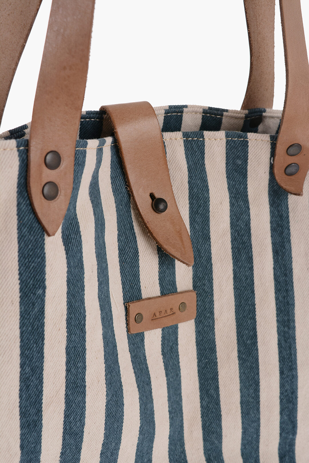 Afar Striped Cotton Tote Bag With Leather Details