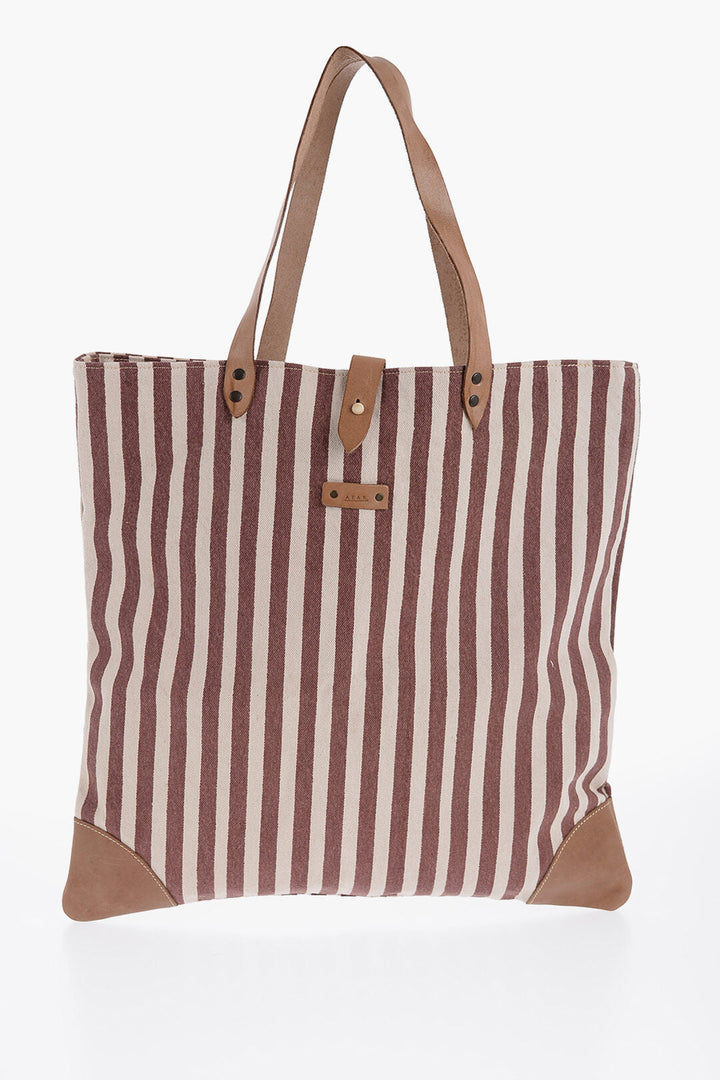 Afar Striped Cotton Tote Bag With Leather Details