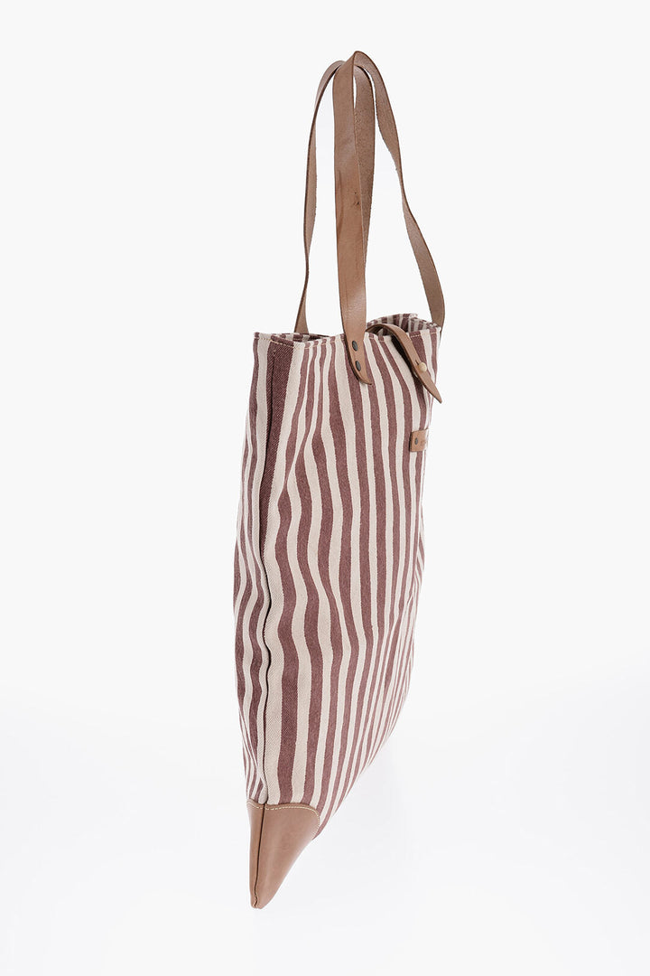 Afar Striped Cotton Tote Bag With Leather Details