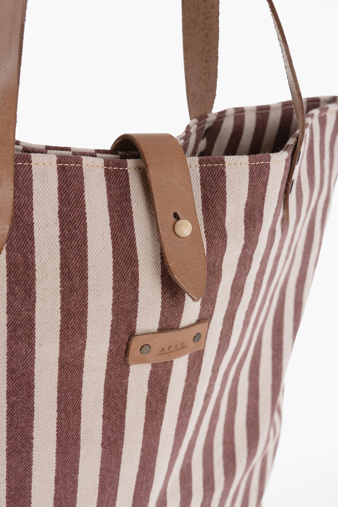 Afar Striped Cotton Tote Bag With Leather Details