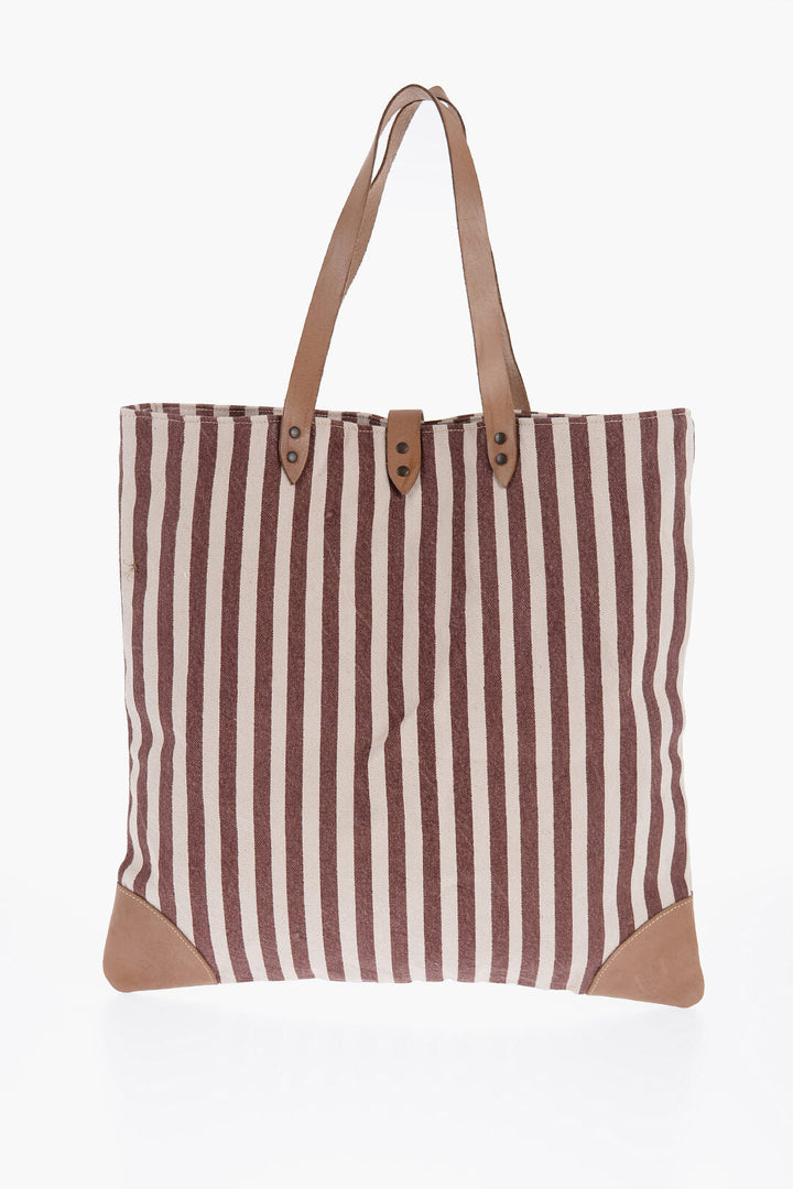 Afar Striped Cotton Tote Bag With Leather Details